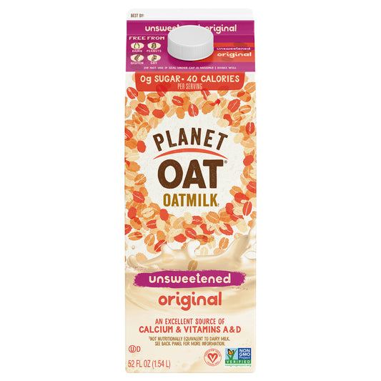 Planet Oat Unsweetened Original Oatmilk, 52 oz