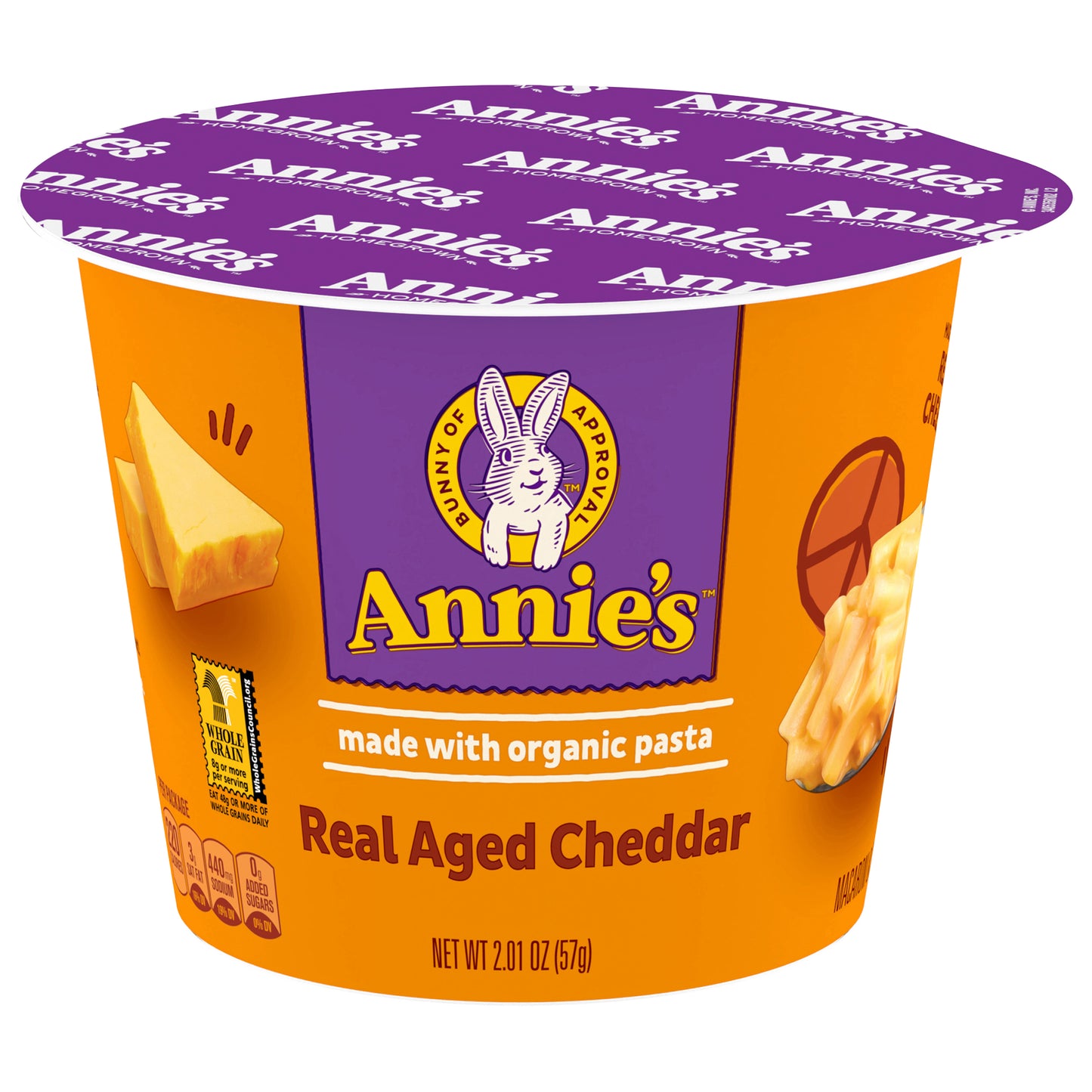 Annie's Real Aged Cheddar Microwavable Mac and Cheese with Organic Pasta Cup, 2.01 oz