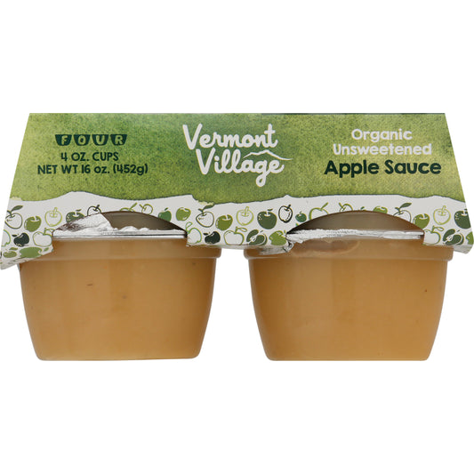 Vermont Village Organic Unsweetened Apple Sauce 4-4 oz Cups Multipack