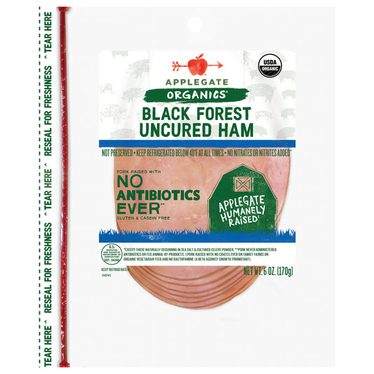 Applegate Organic Uncured Black Forest Ham Sliced, 6oz