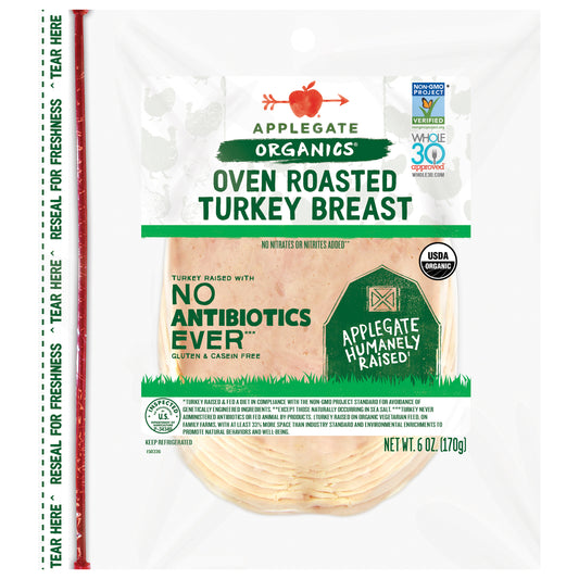 Applegate Organic Oven Roasted Turkey Breast Sliced, 6oz
