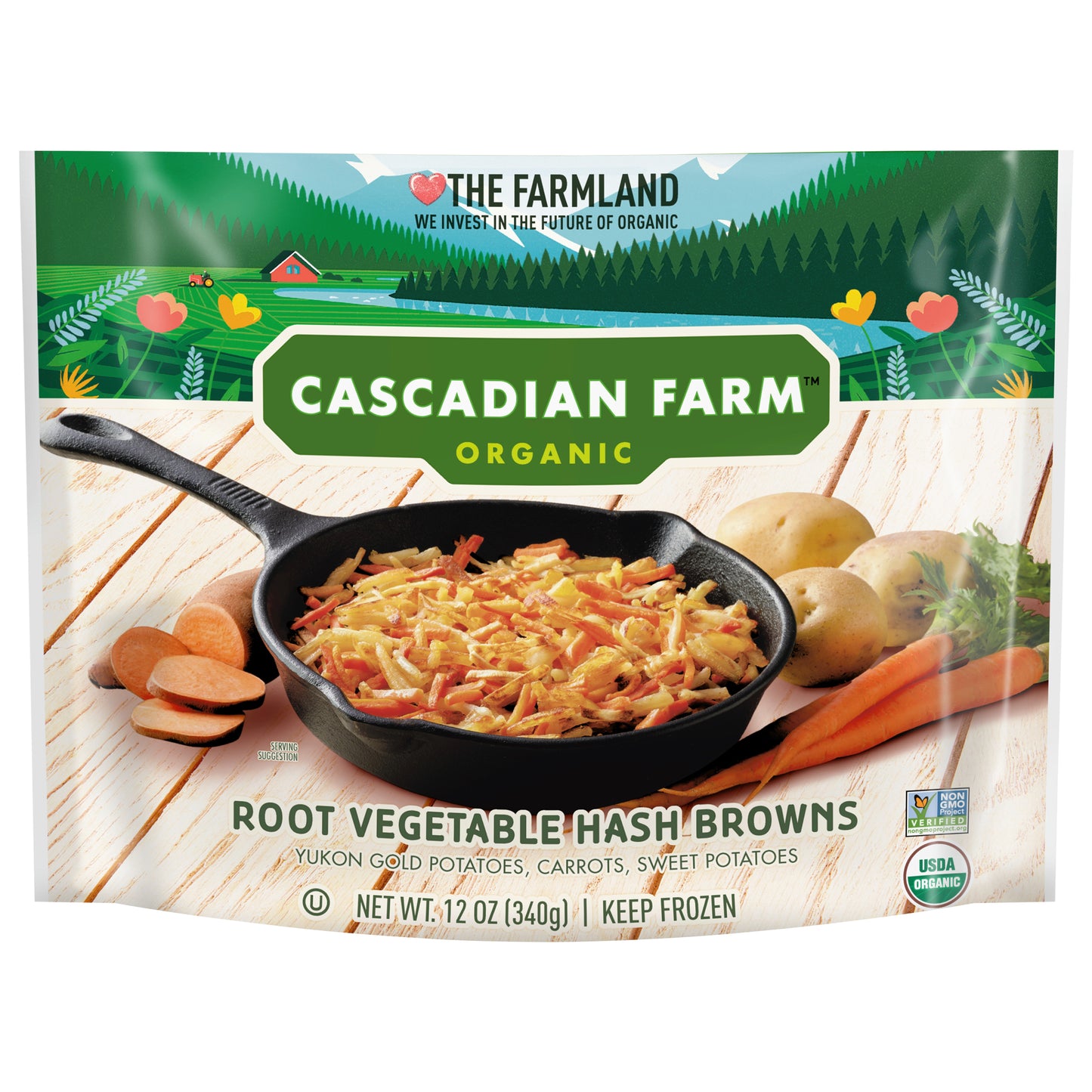 Cascadian Farm Organic, Root Vegetable Hash Browns, Frozen, Non-GMO, 12 oz Bag