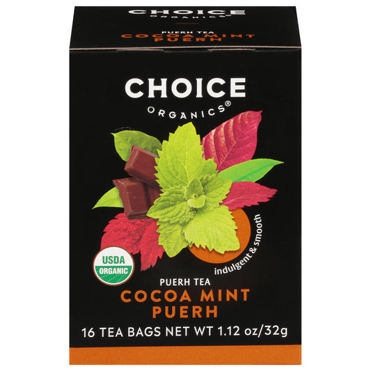 Choice Organics Tea Bags Cocoa Mint Puerh Tea 16 ea