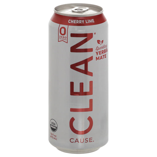 Clean Cause Sparkling Cherry Lime Yerba Mate 16 oz