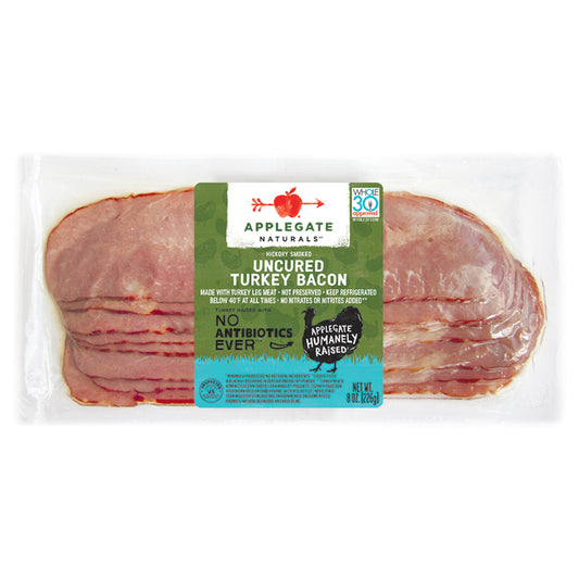 Applegate Naturals Uncured Hickory Smoked Turkey Bacon 8 oz Shrinkwrapped
