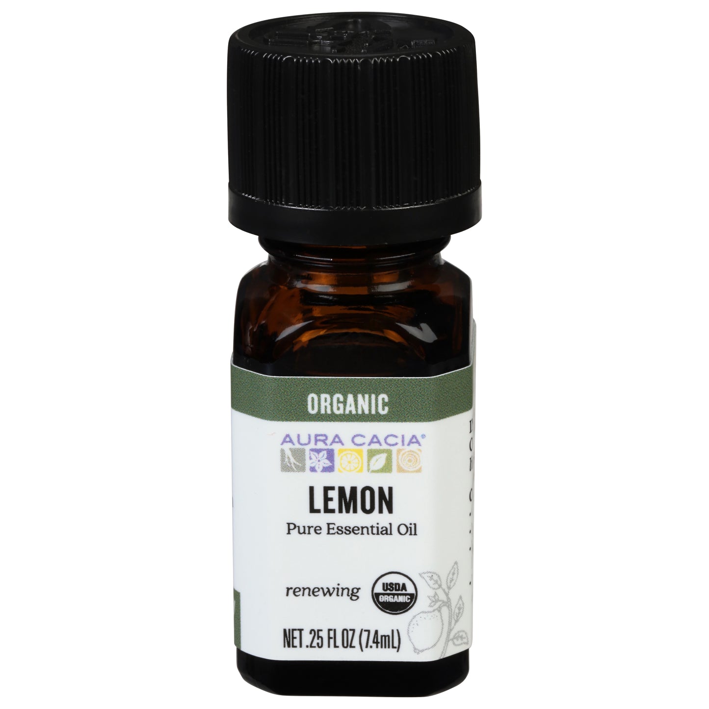 Aura Cacia Organic Renewing Lemon Pure Essential Oil 0.25 fl oz