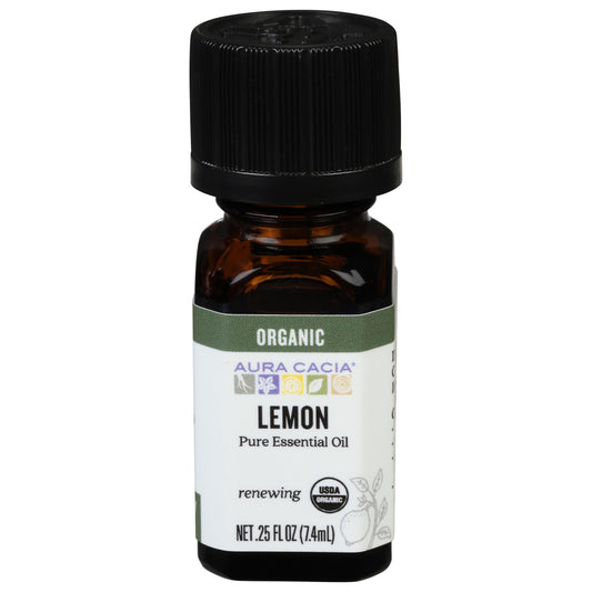 Aura Cacia Organic Renewing Lemon Pure Essential Oil 0.25 fl oz
