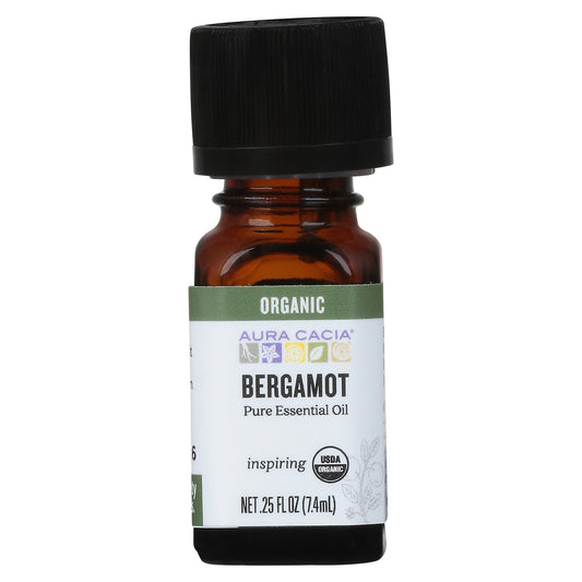 Aura Cacia Organic Bergamot Pure Essential Oil 0.25 fl oz