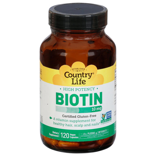 Country Life Vegan Capsules 10 mg High Potency Biotin 120 Vegan Capsules