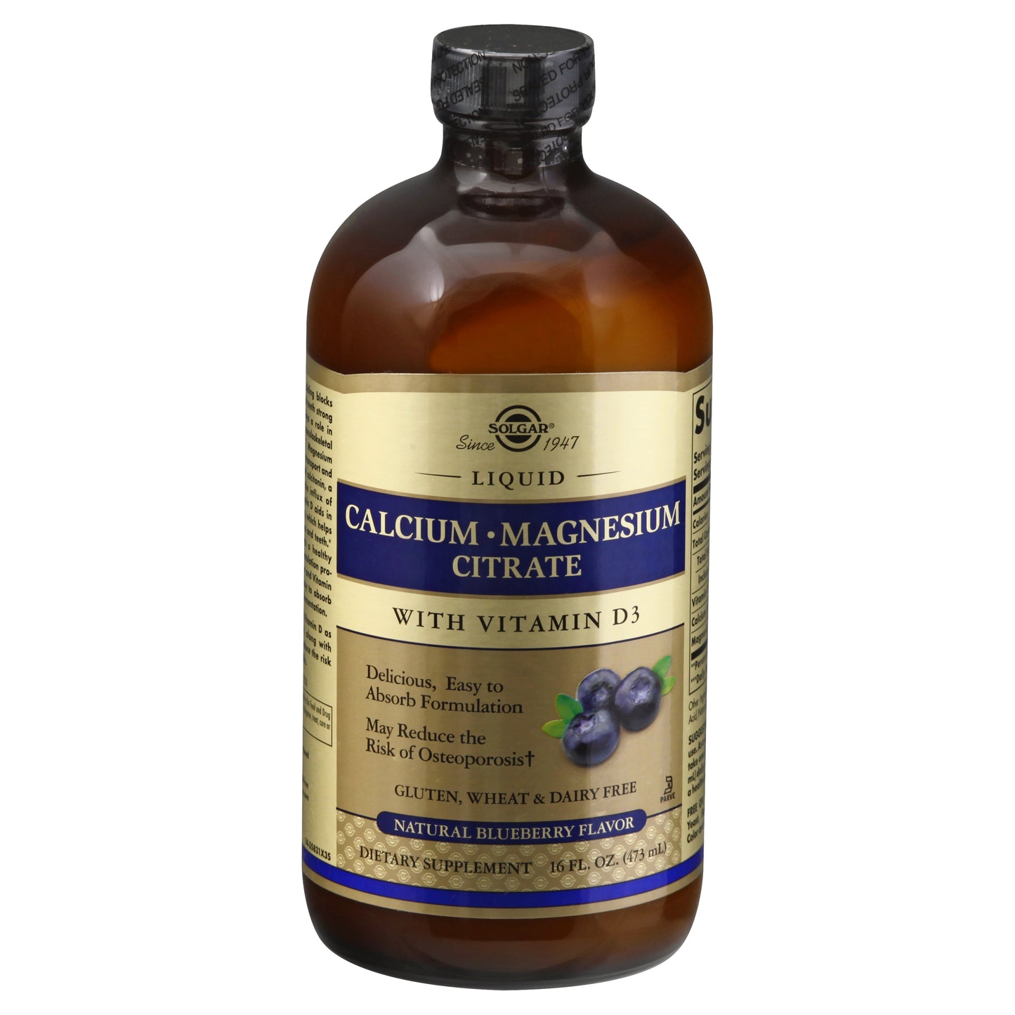 Solgar Liquid Natural Blueberry Flavor Calcium-Magnesium Citrate 16 oz