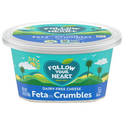 Follow Your Heart Dairy Free Cheese, Feta Cheese Crumbles, Vegan, Gluten Free, 6 OZ Tub