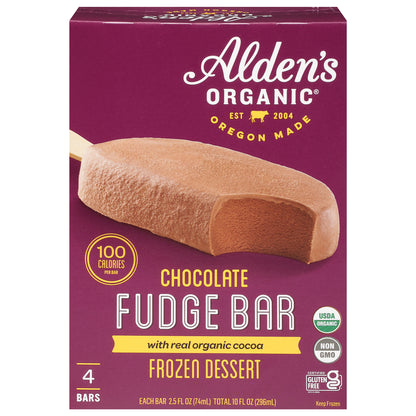 Alden's Organic Fudge Bar Chocolate Frozen Dessert with Real Organic Cocoa 4 - 2.5 fl oz