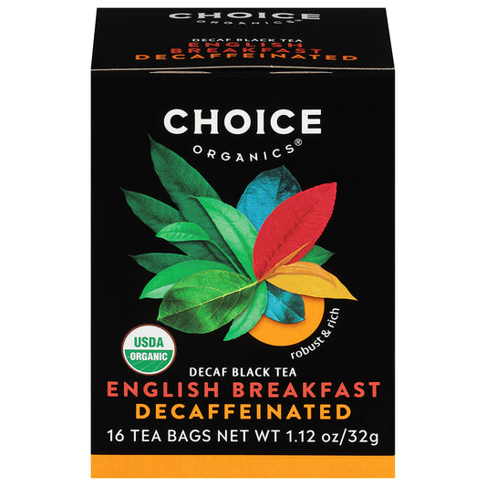 Choice Organics Decaffeinated English Breakfast Black Tea 16 Tea Bags