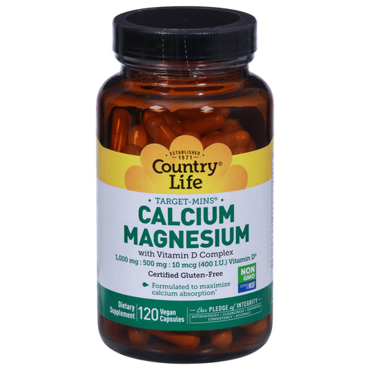 Country Life Target-Mins Calcium Magnesium with Vitamin D Complex 120 Vegan Capsules