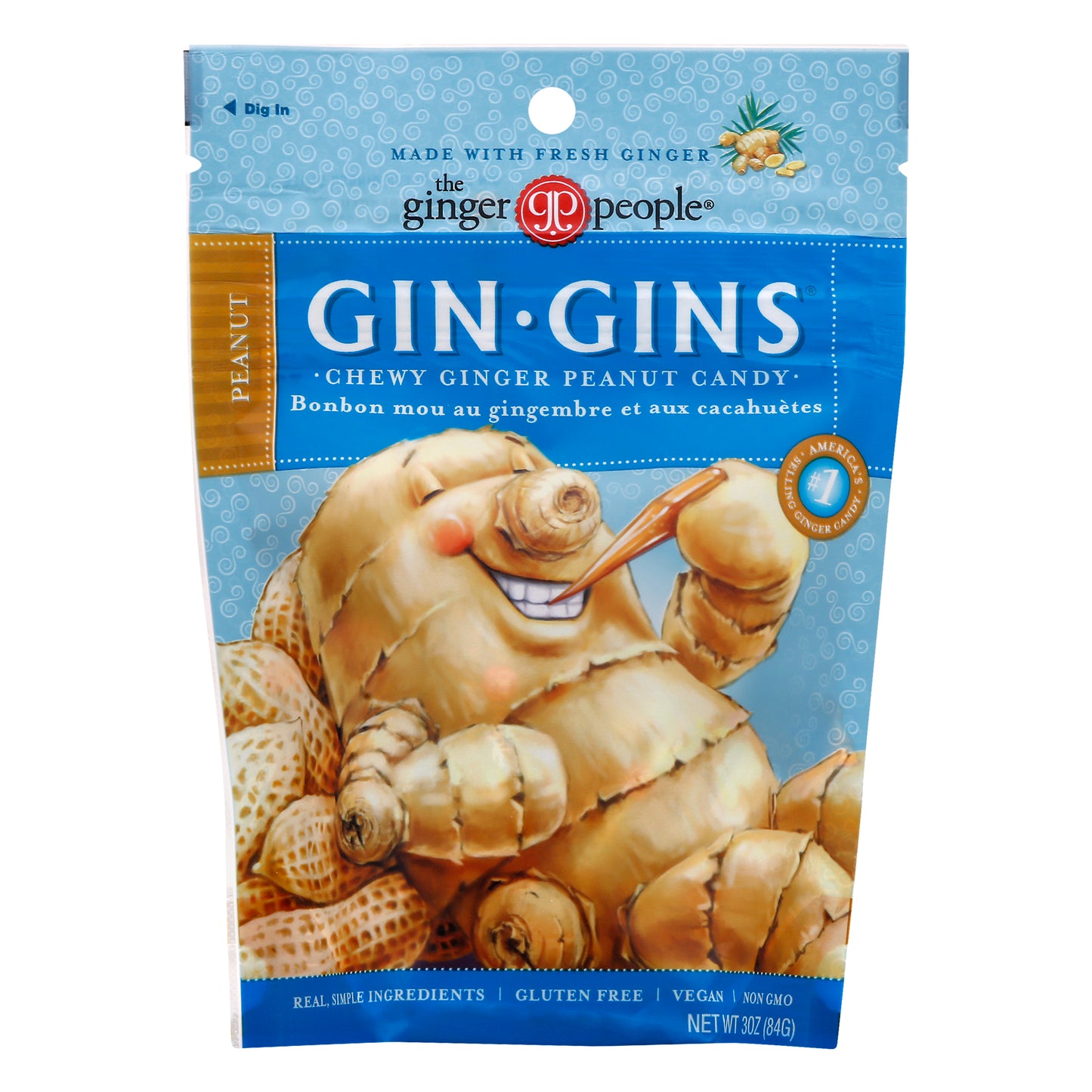 The Ginger People Gin Gins Chewy Peanut Ginger Candy 3 oz