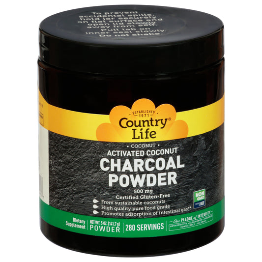 Country Life 500 Mg Activated Coconut Charcoal Powder 5 oz