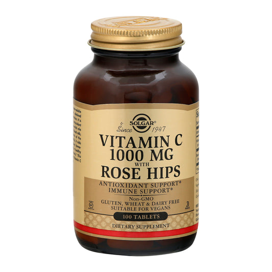 Solgar 1000 mg with Rose Hips Tablets Vitamin C 100 ea
