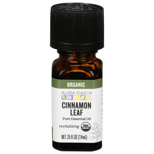Aura Cacia Organic Cinnamon Leaf Pure Essential Oil 0.25 fl oz