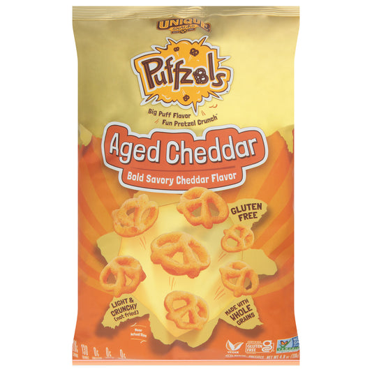 Unique Snacks Puffzols Aged Cheddar Pretzels 4.8 oz