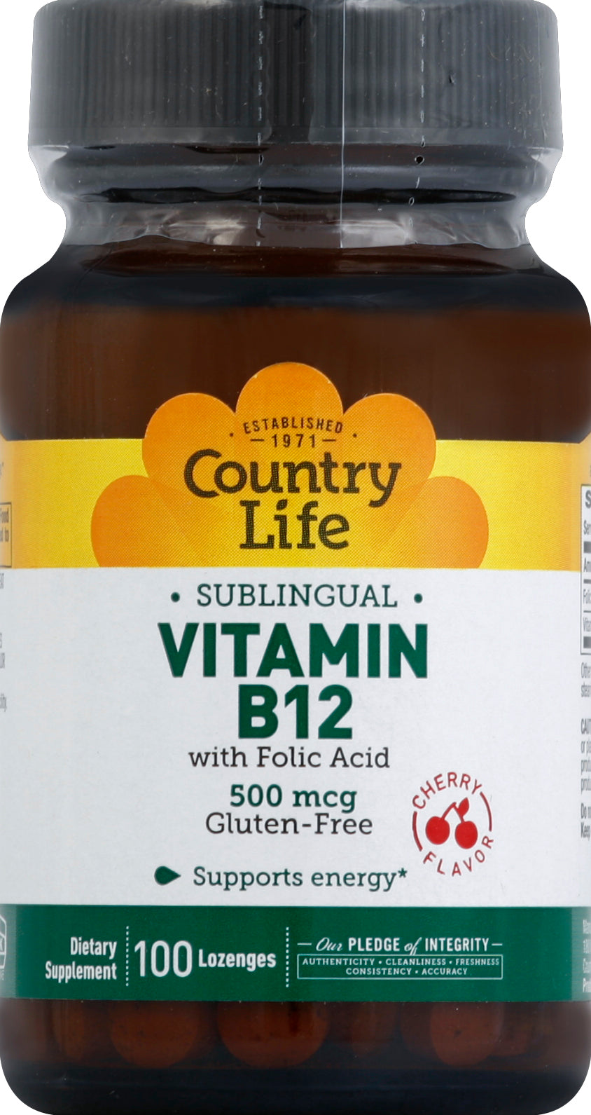 Country Life CNTRY LIFE B-12 500MCG LOZ CHRY 100 CT
