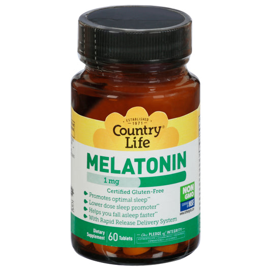 Country Life 1 mg Tablets Melatonin 60 Tablets