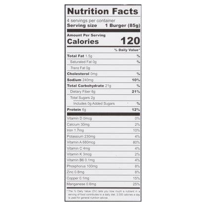 Actual Veggies Black Bean Veggie Burger Wrapper 4 ea